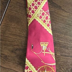 Hermes Red and Gold Tie